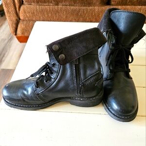 Harley Davidson Womens Black Leather Lace-Up Boots W Zipper. Size 7